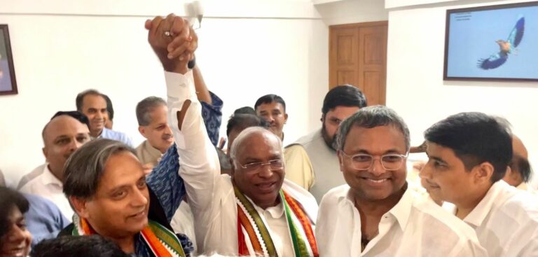ನೂತನ ಕಾಂಗ್ರೆಸ್‌ ಅಧ್ಯಕ್ಷರಿಗೆ ಅಭಿನಂದನೆಗಳು: ಶಶಿತರೂರ್